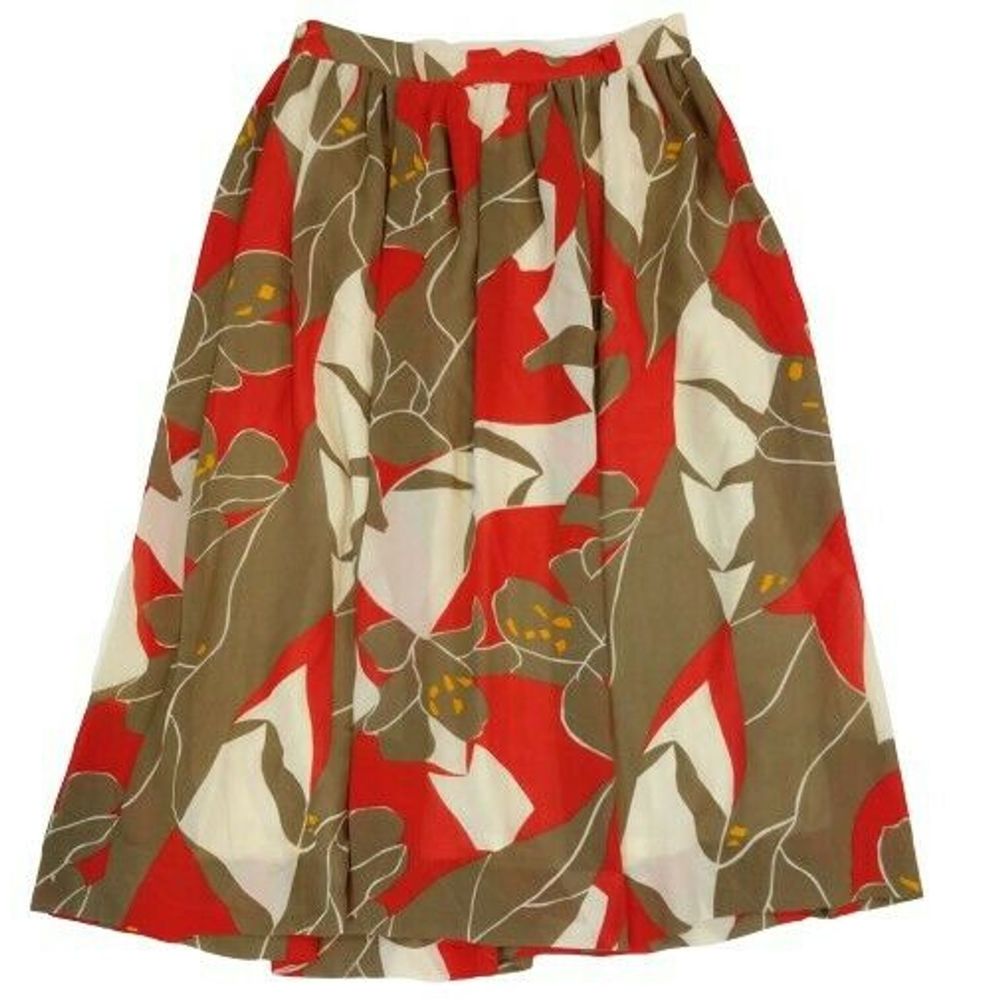 Campus Casuals 9 VTG Skirt Orange Brown Cream Midi